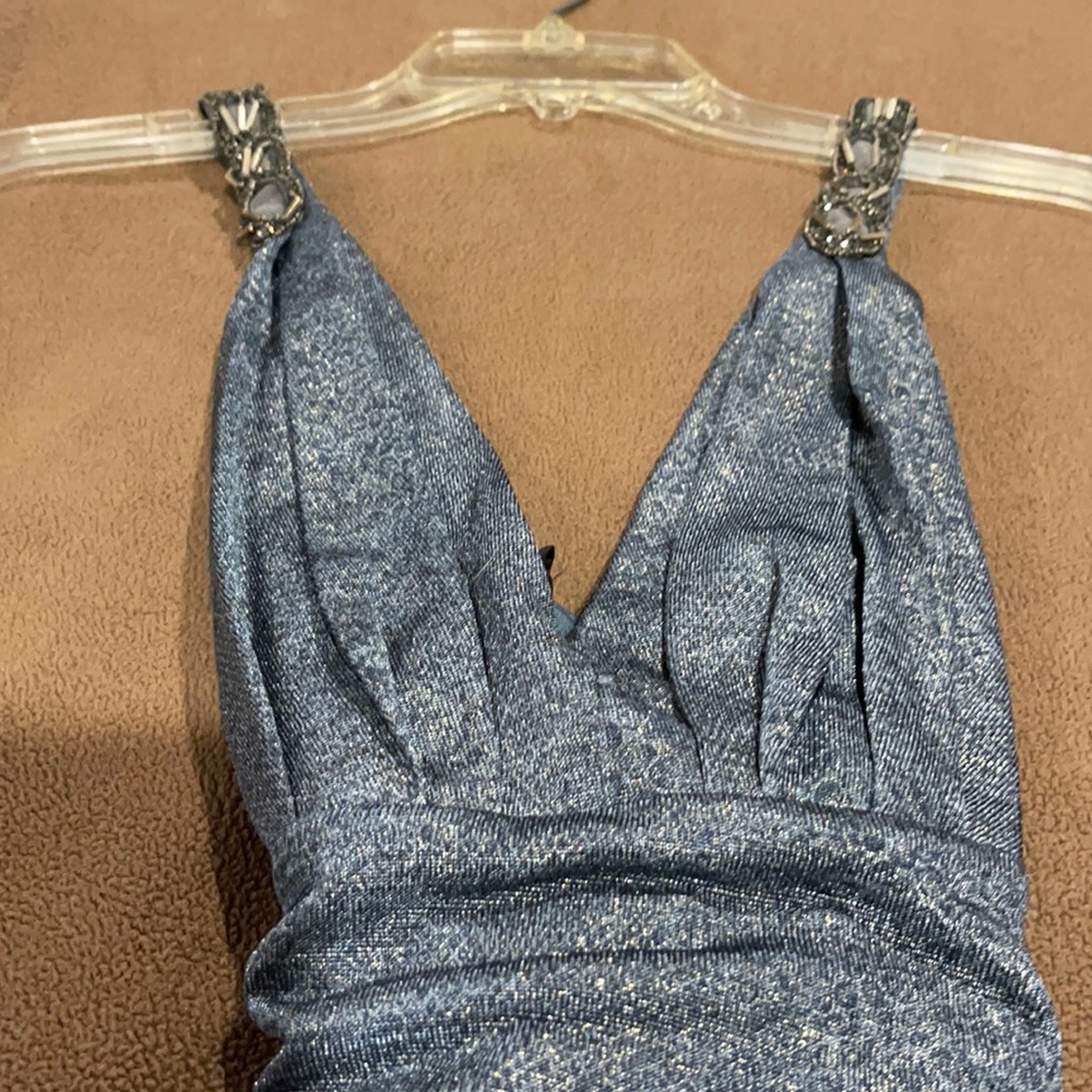 Subtle snakeskin print on body Hugging gown